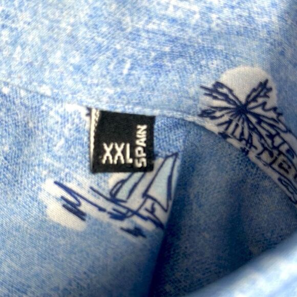 Mirto Spain Button Down Shirt Blue Cotton Nautical Print Size Men’s XXL NWOT - Picture 13 of 15